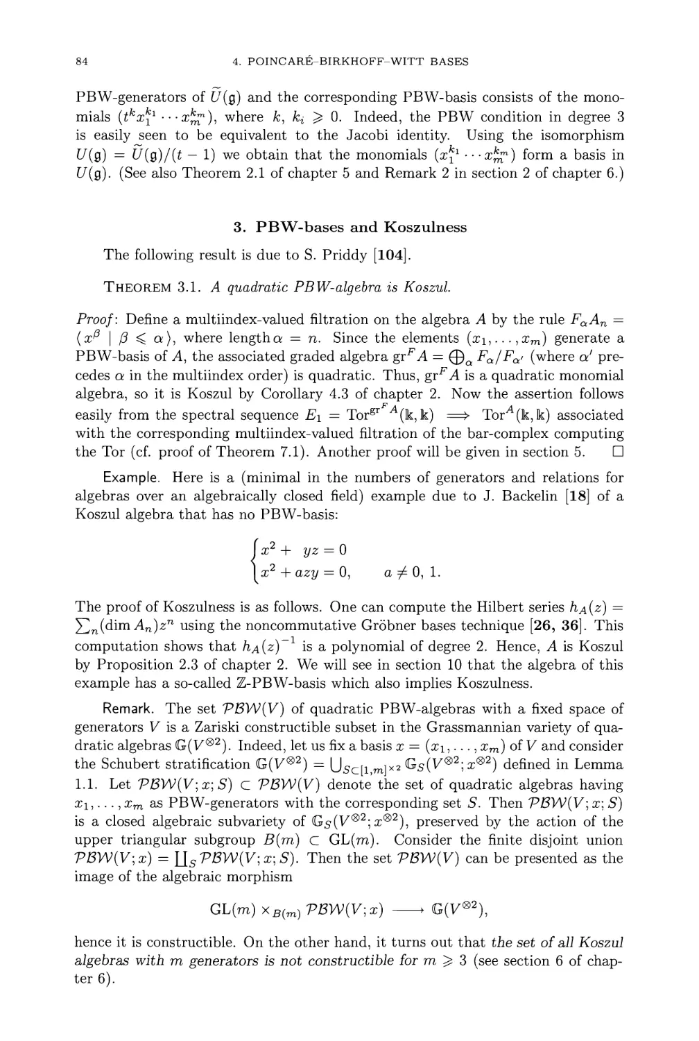 3. PBW-bases and Koszulness