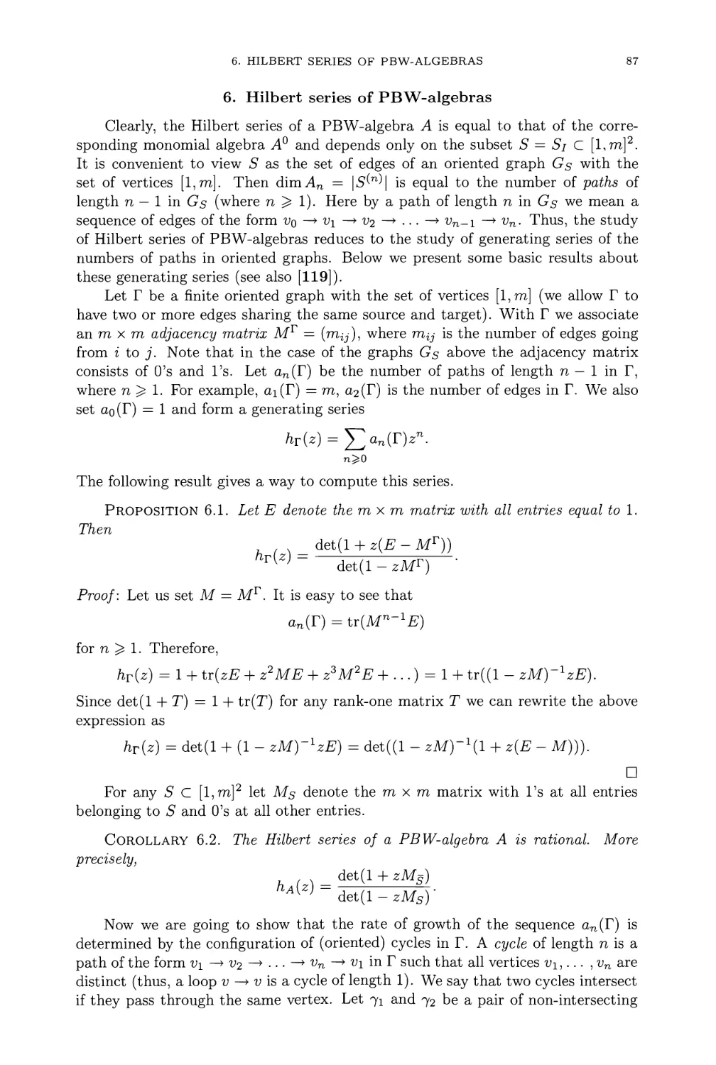 6. Hilbert series of PBW-algebras