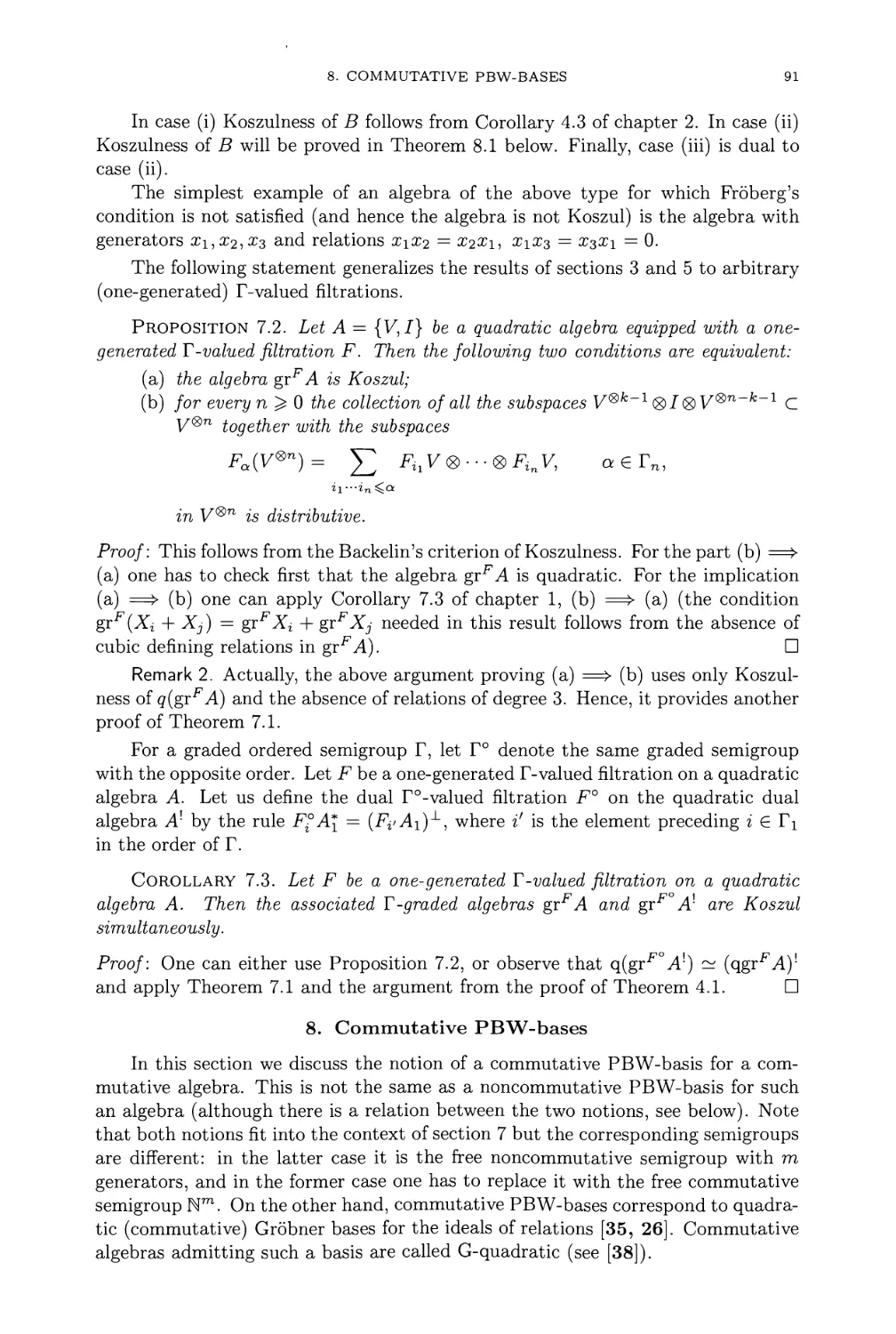 8. Commutative PBW-bases