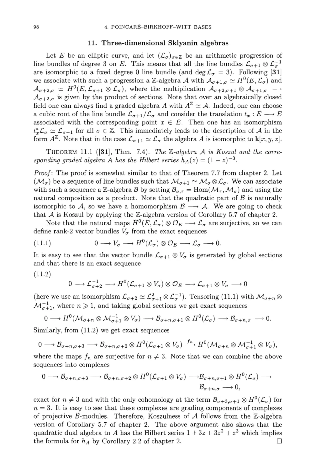 11. Three-dimensional Sklyanin algebras