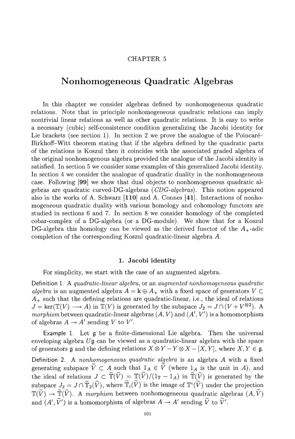 Chapter 5. Nonhomogeneous Quadratic Algebras