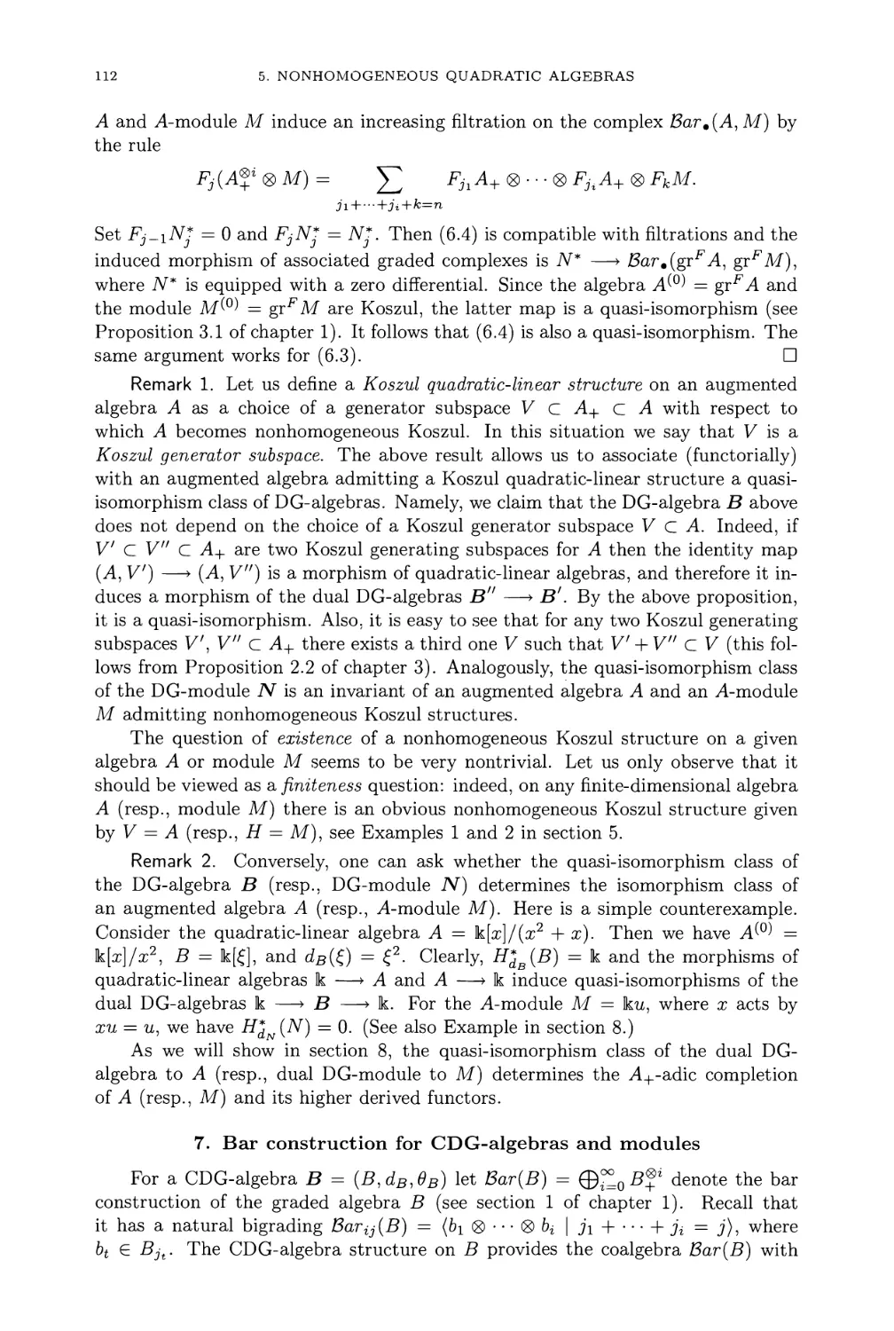 7. Bar construction for CDG-algebras and modules