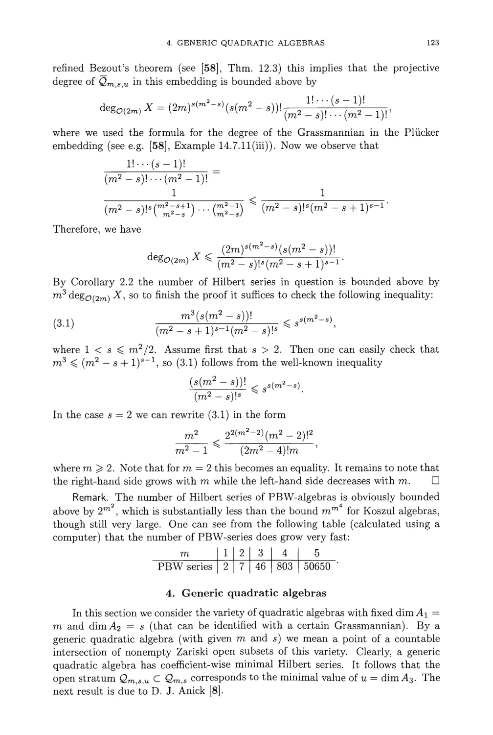 4. Generic quadratic algebras