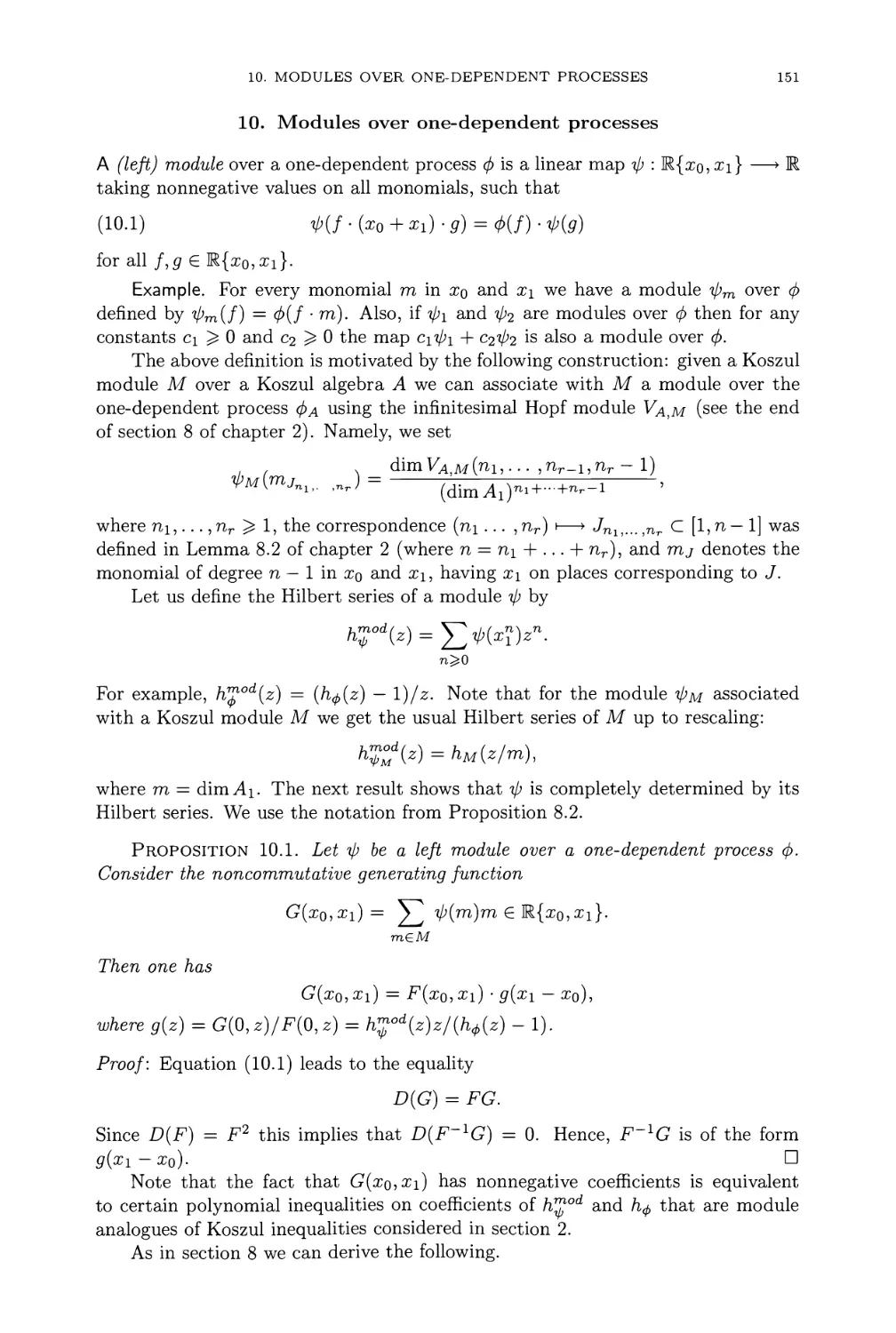 10. Modules over one-dependent processes