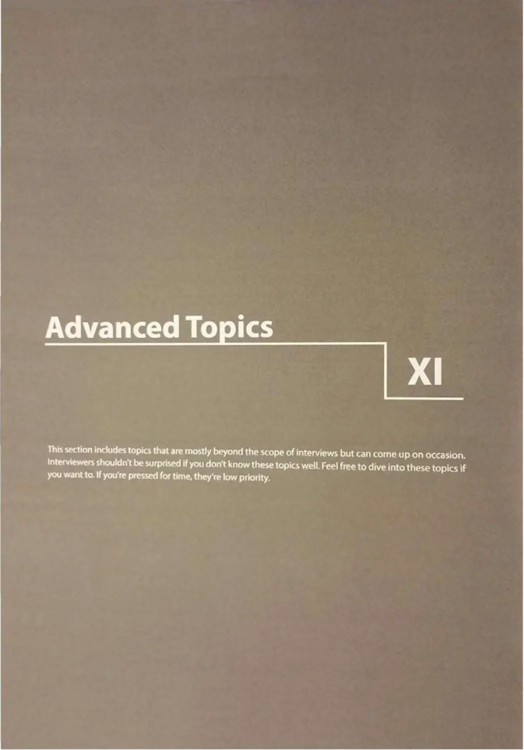 XI. Advanced Topics