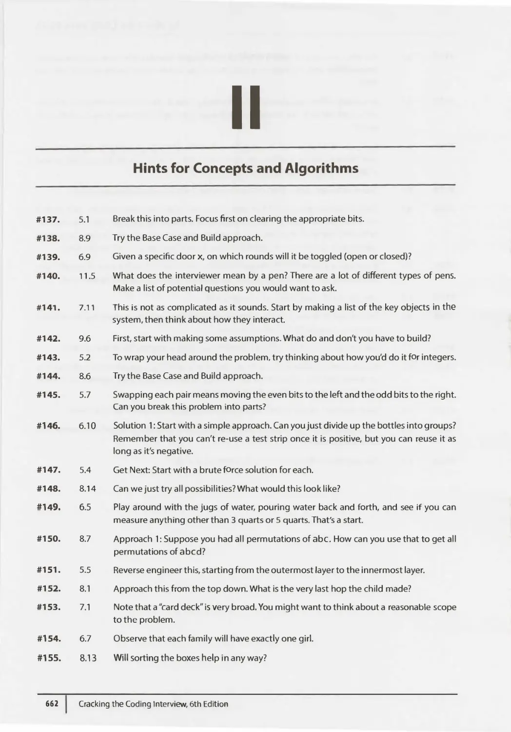 II. Hints for Concepts and Algorithms