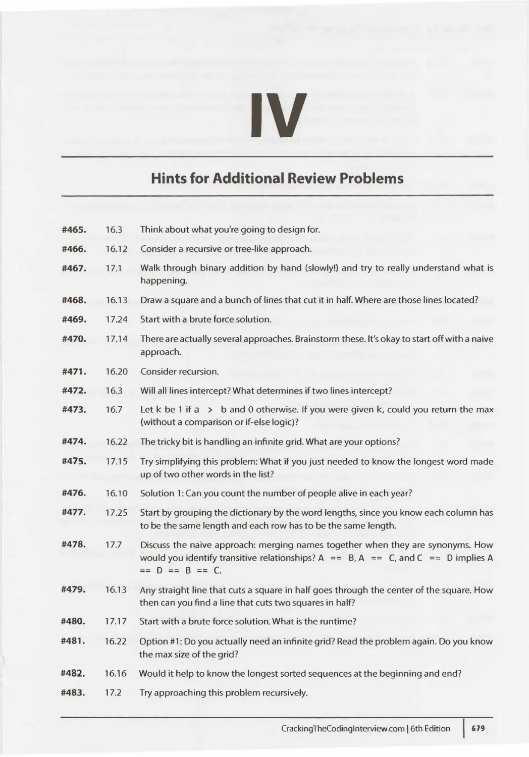 IV. Hints for Additional Review Problems