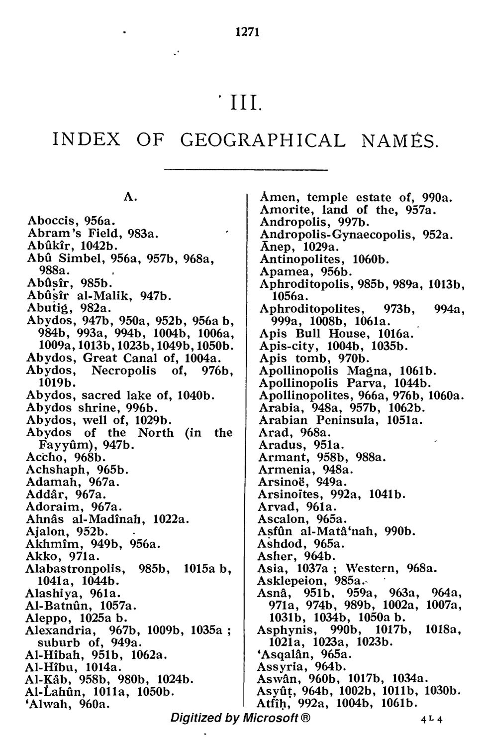 Index of Geographical Names