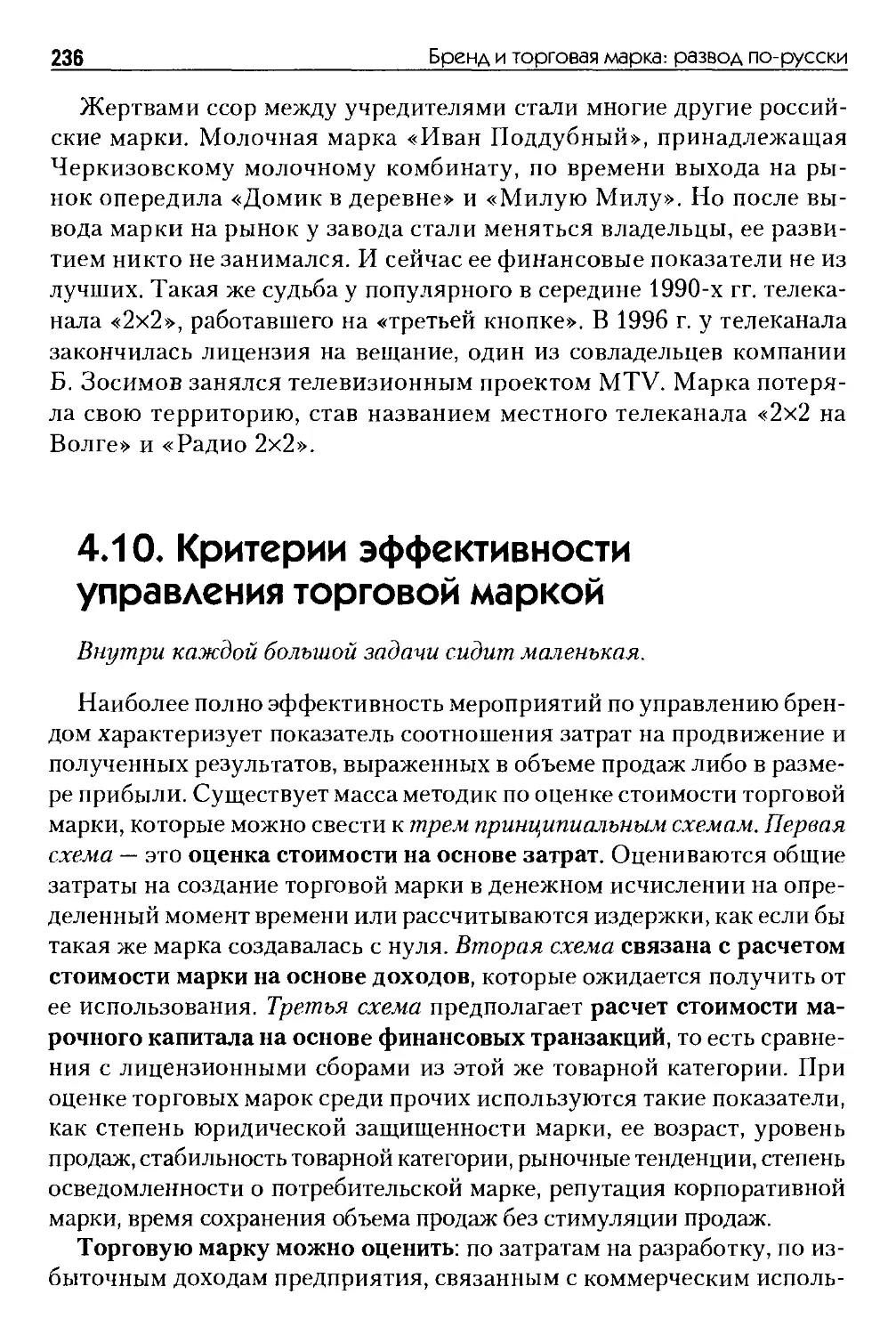 4.10. Критерии эффективности управления торговой маркой