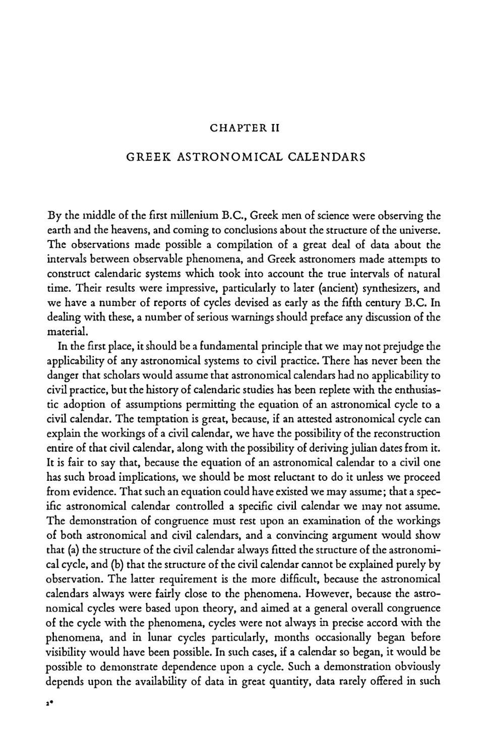 CHAPTER II. GREEK ASTRONOMICAL CALENDARS