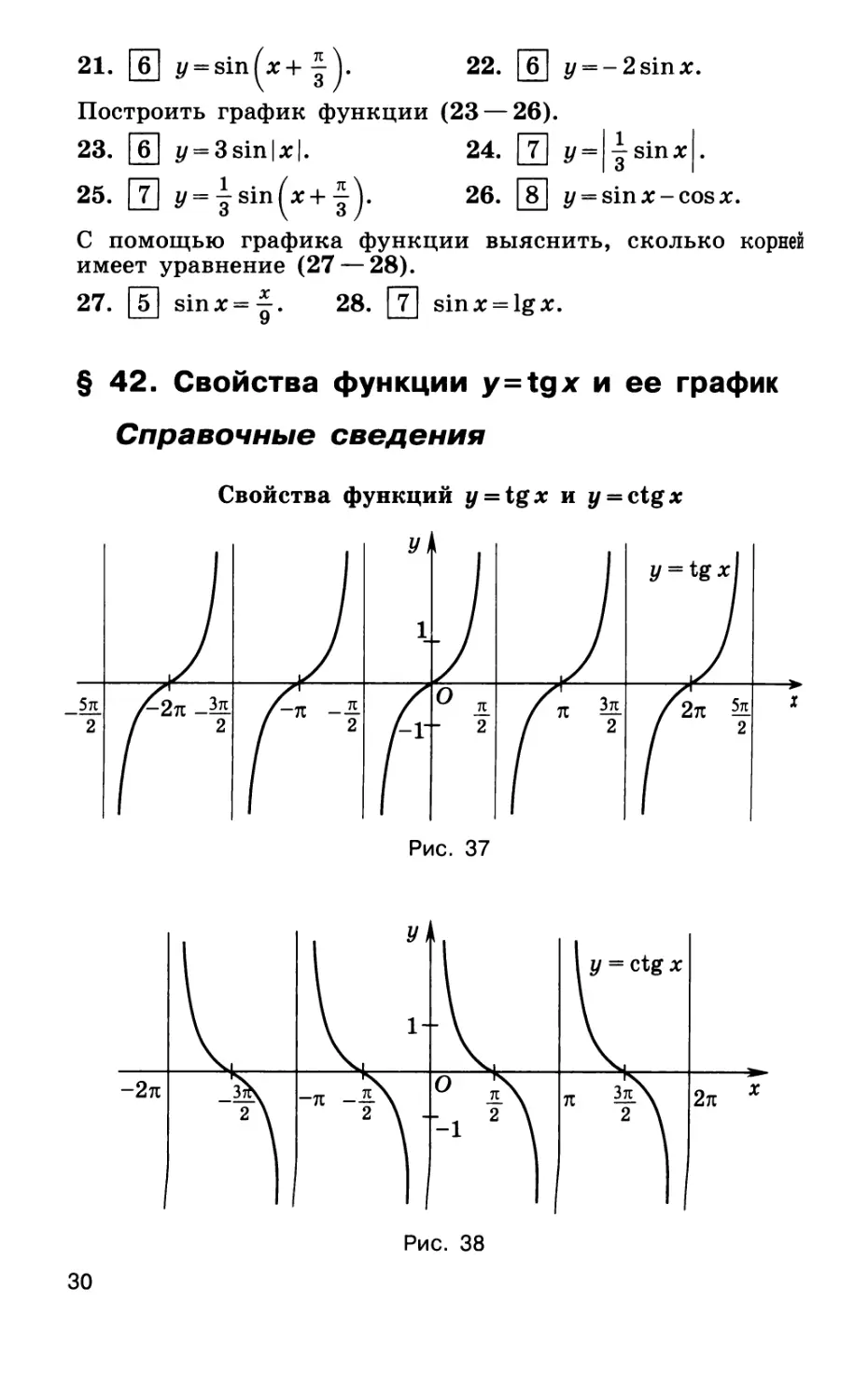 § 42. Свойства функции y = tgx и ее график