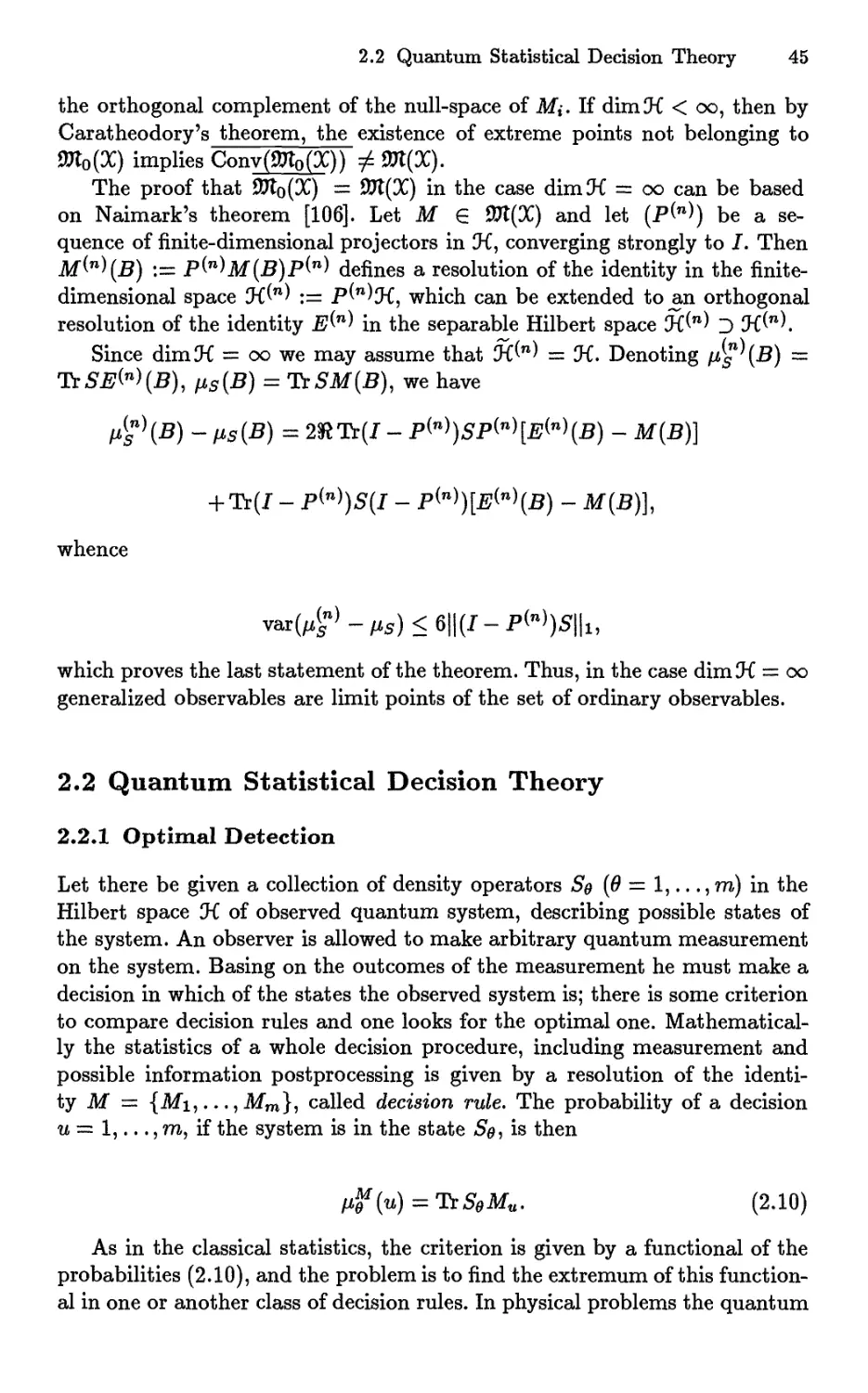 2.2 Quantum Statistical Decision Theory