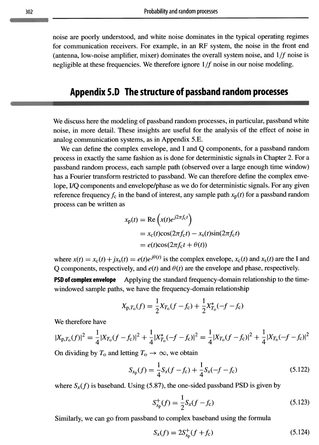 Appendix 5.D The structure of passband random processes 302