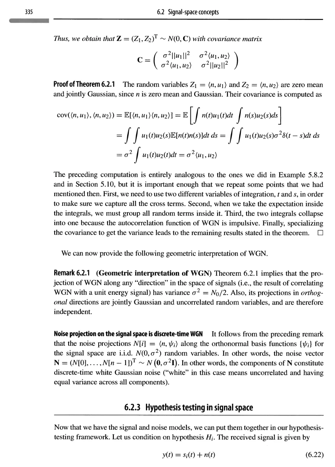 6.2.3 Hypothesis testing in signal space 335