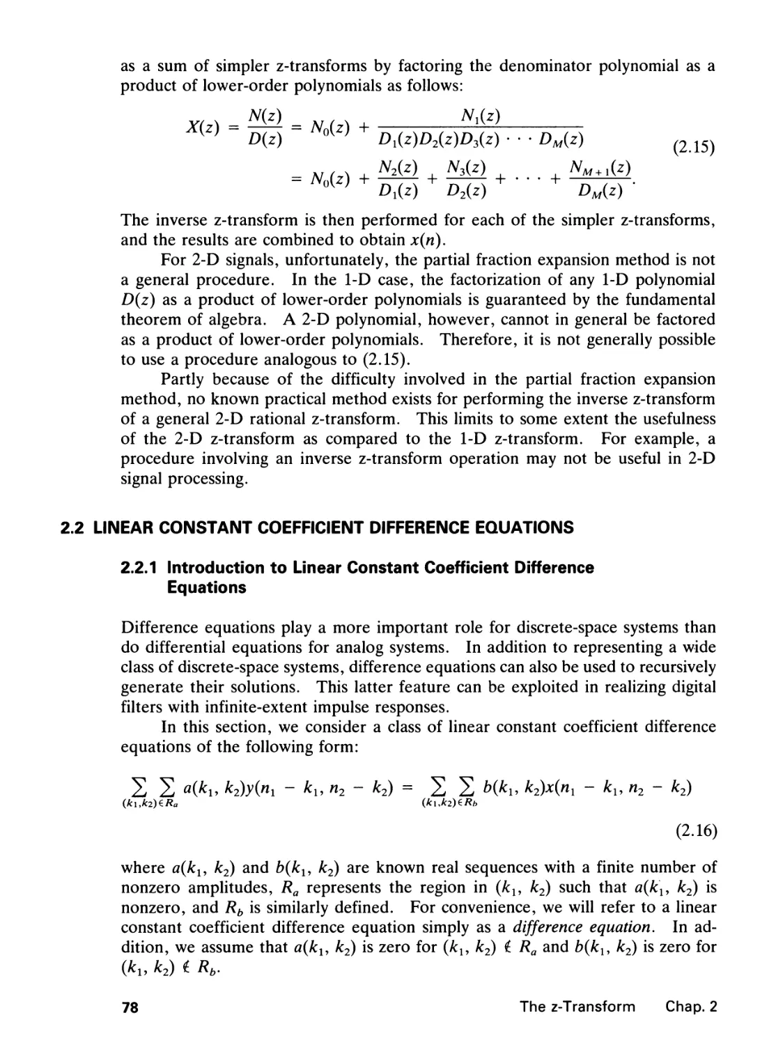 2.2 Linear Constant Coefficient Difference Equations