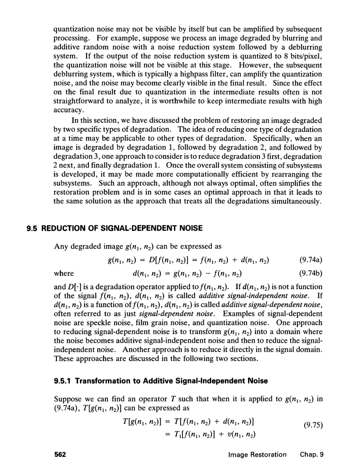 9.5 Reduction of Signal-Dependent Noise