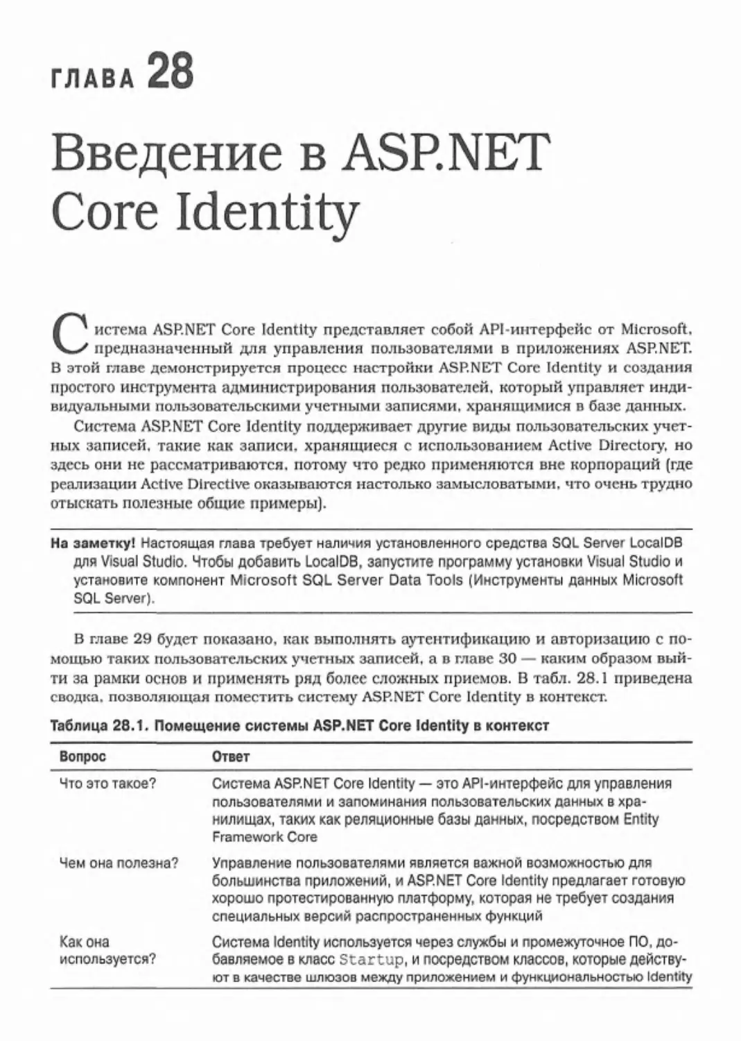 Глава 28. Введение в ASP.NET Core Identity