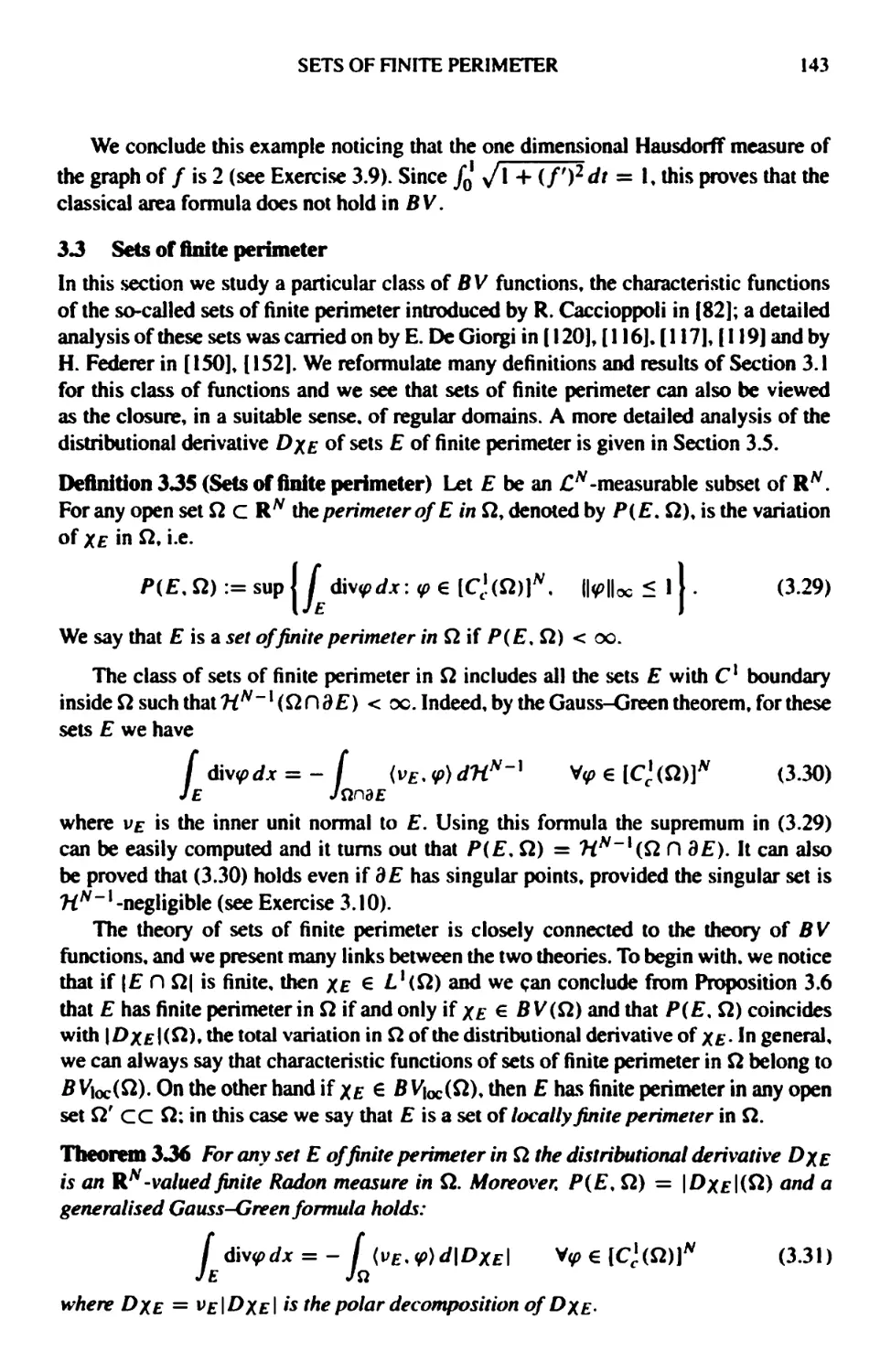 3.3 Sets of finite perimeter
