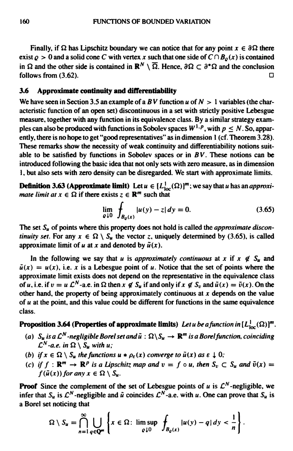 3.6 Approximate continuity and differentiability