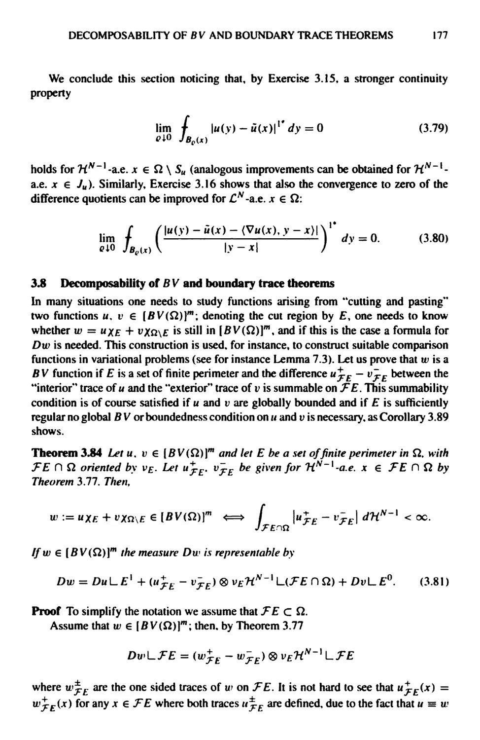 3.8 Decomposability of BV and boundary trace theorems