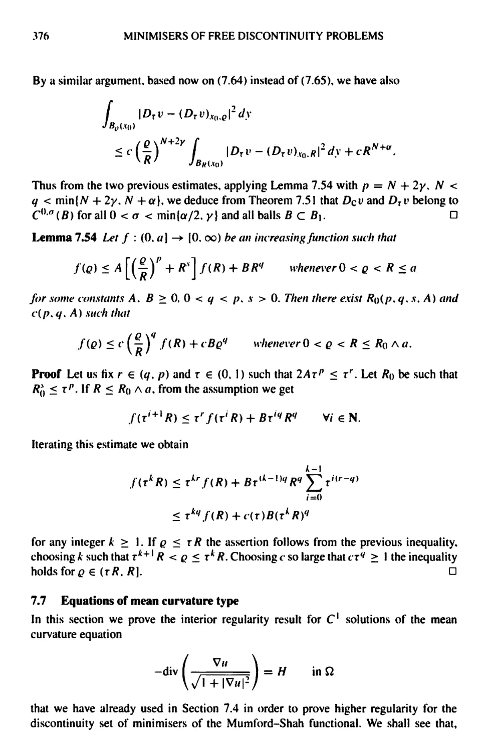 7.7 Equations of mean curvature type
