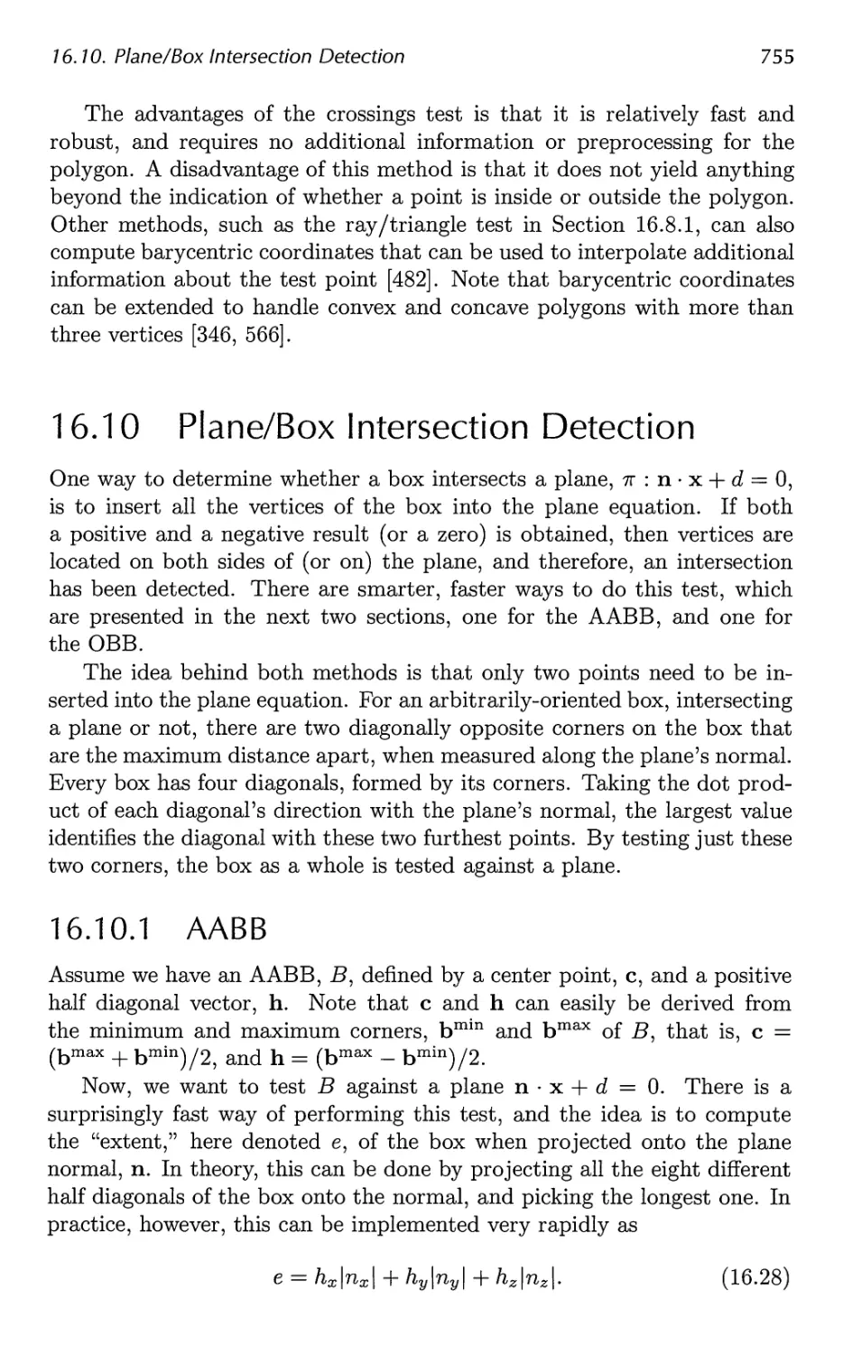 16.10 Plane/Box Intersection Detection