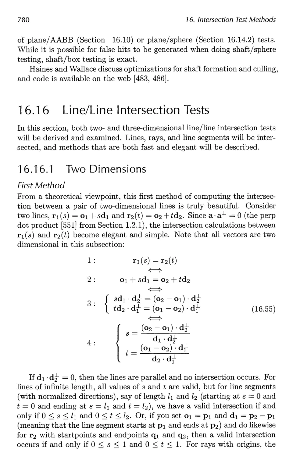 16.16 Line/Line Intersection Tests