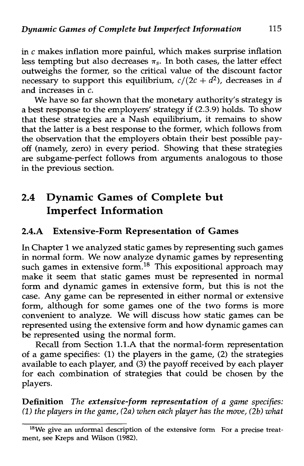2.4 Dynamic Games of Complete but Imperfect Information