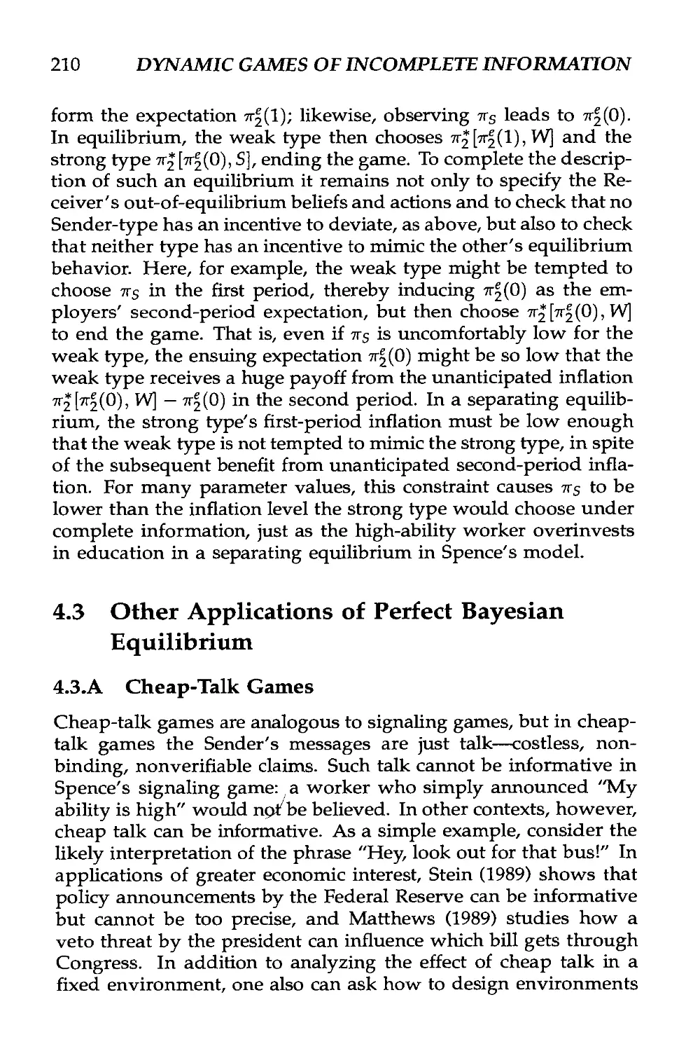 4.3 Other Applications of Perfect Bayesian Equilibrium