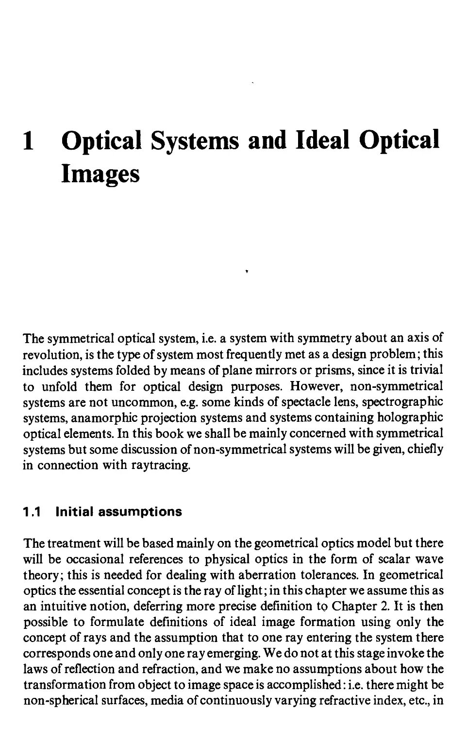 1 Optical systems and ideal optical images