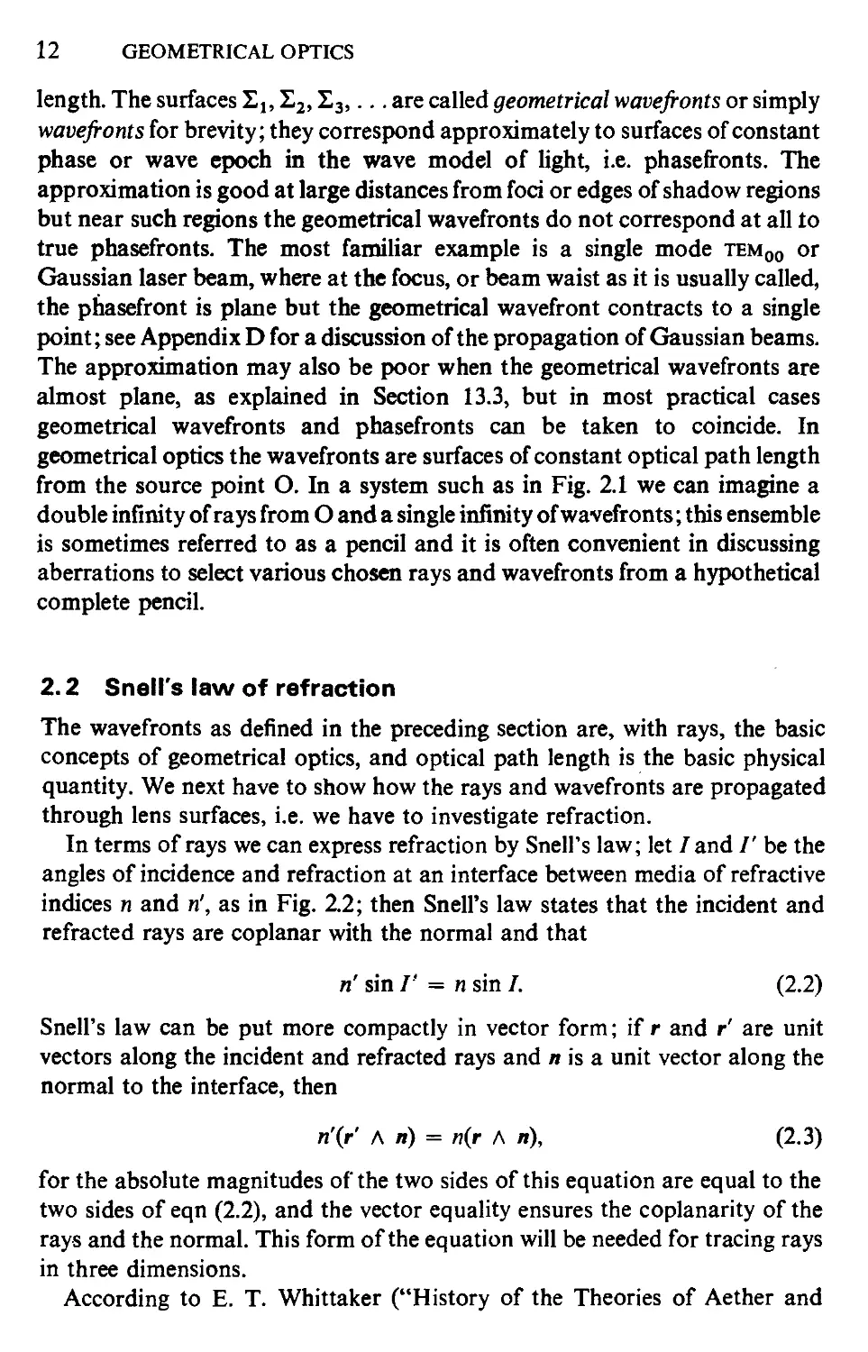 2.2 Snell's law of refraction