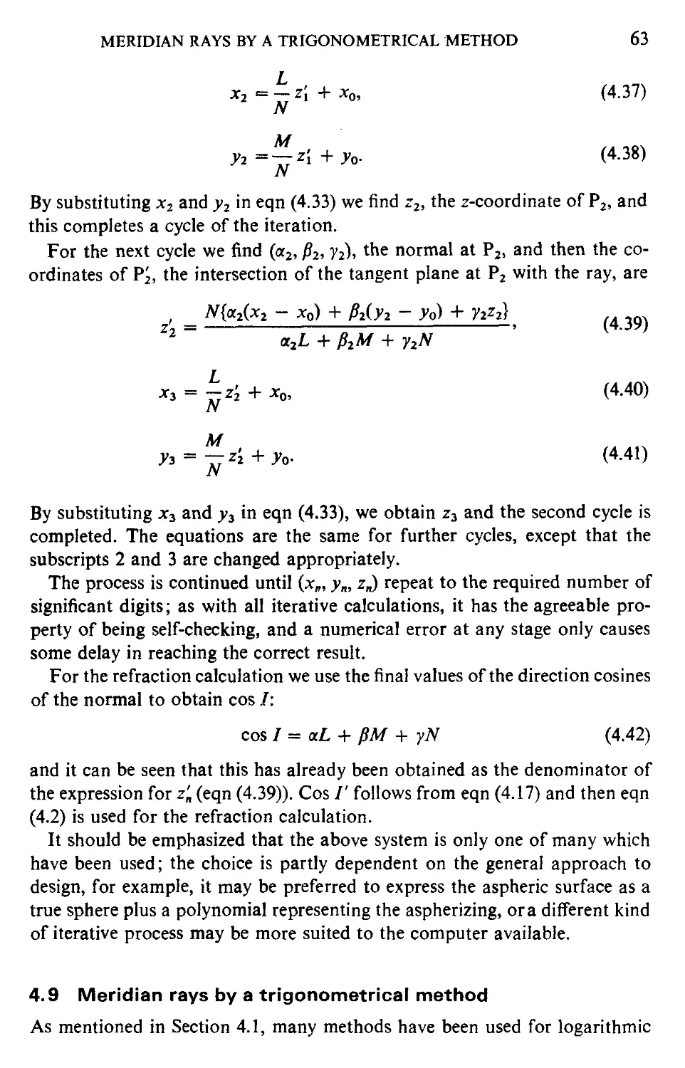 4.9 Meridian rays by a trigonometrical method