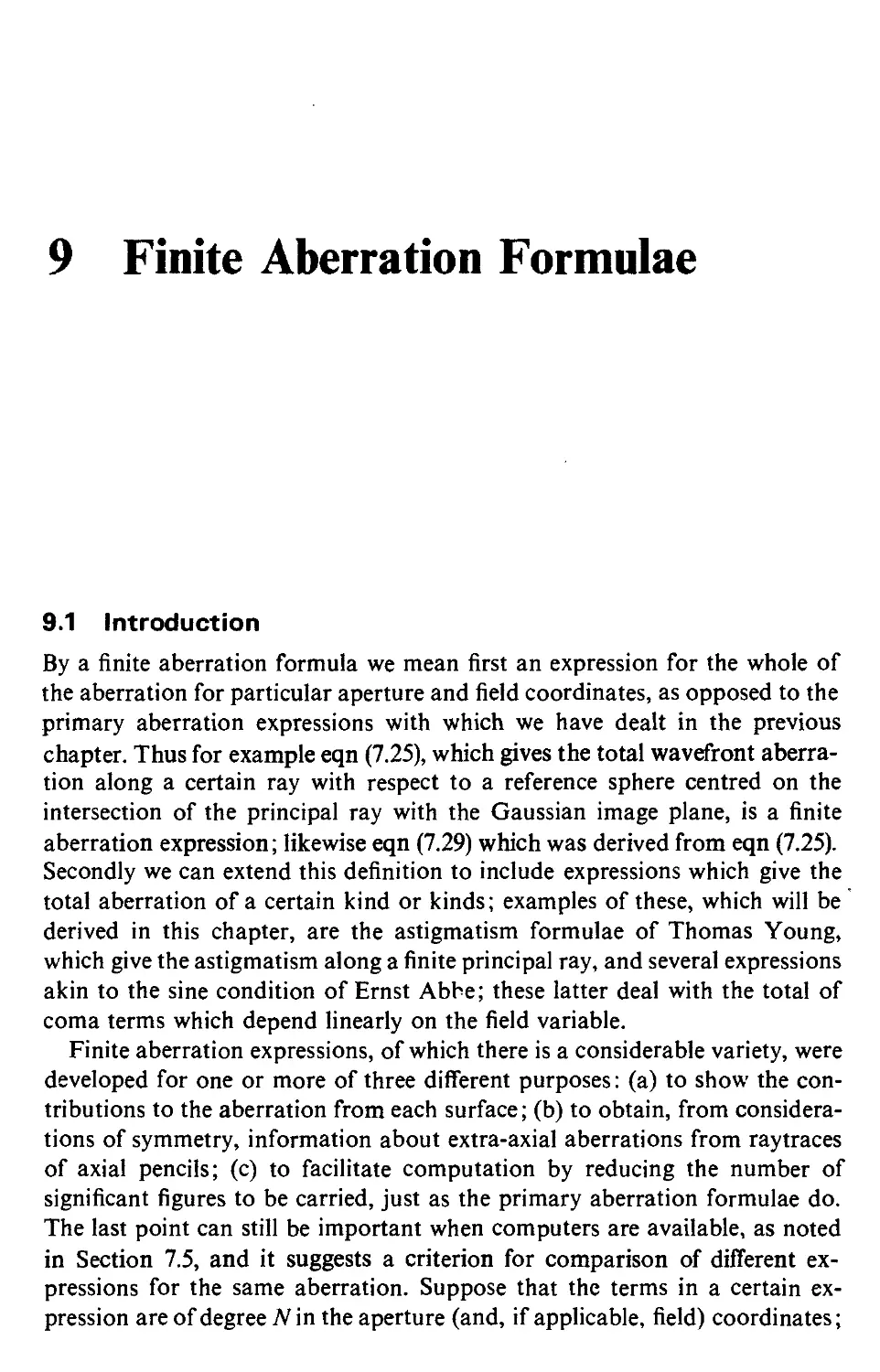 9 Finite aberration formulae