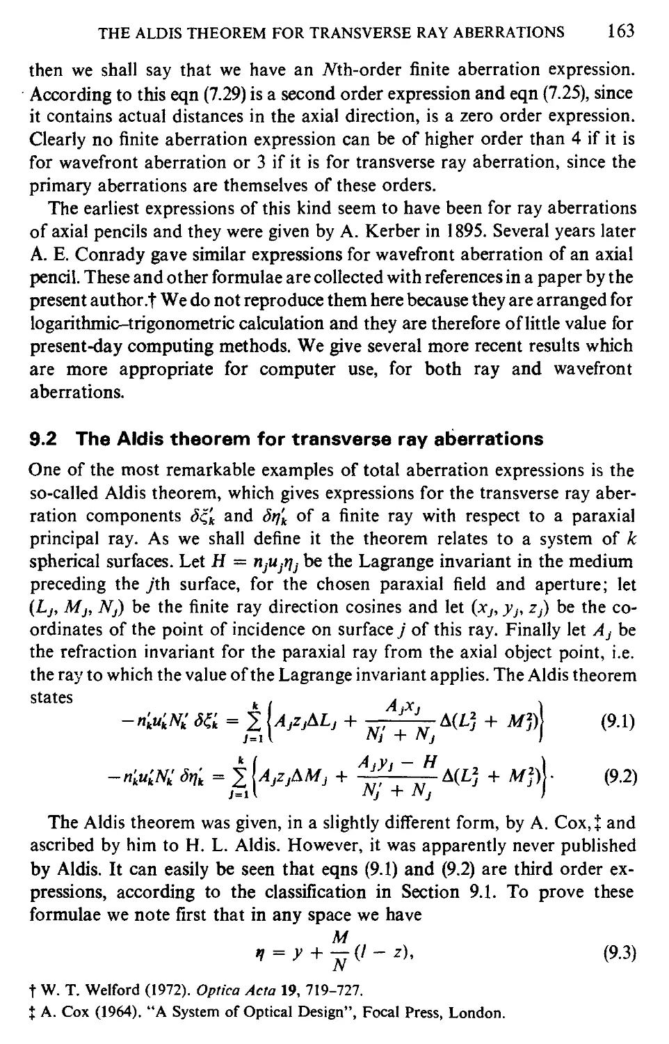 9.2 The Aldis theorem for transverse ray aberrations