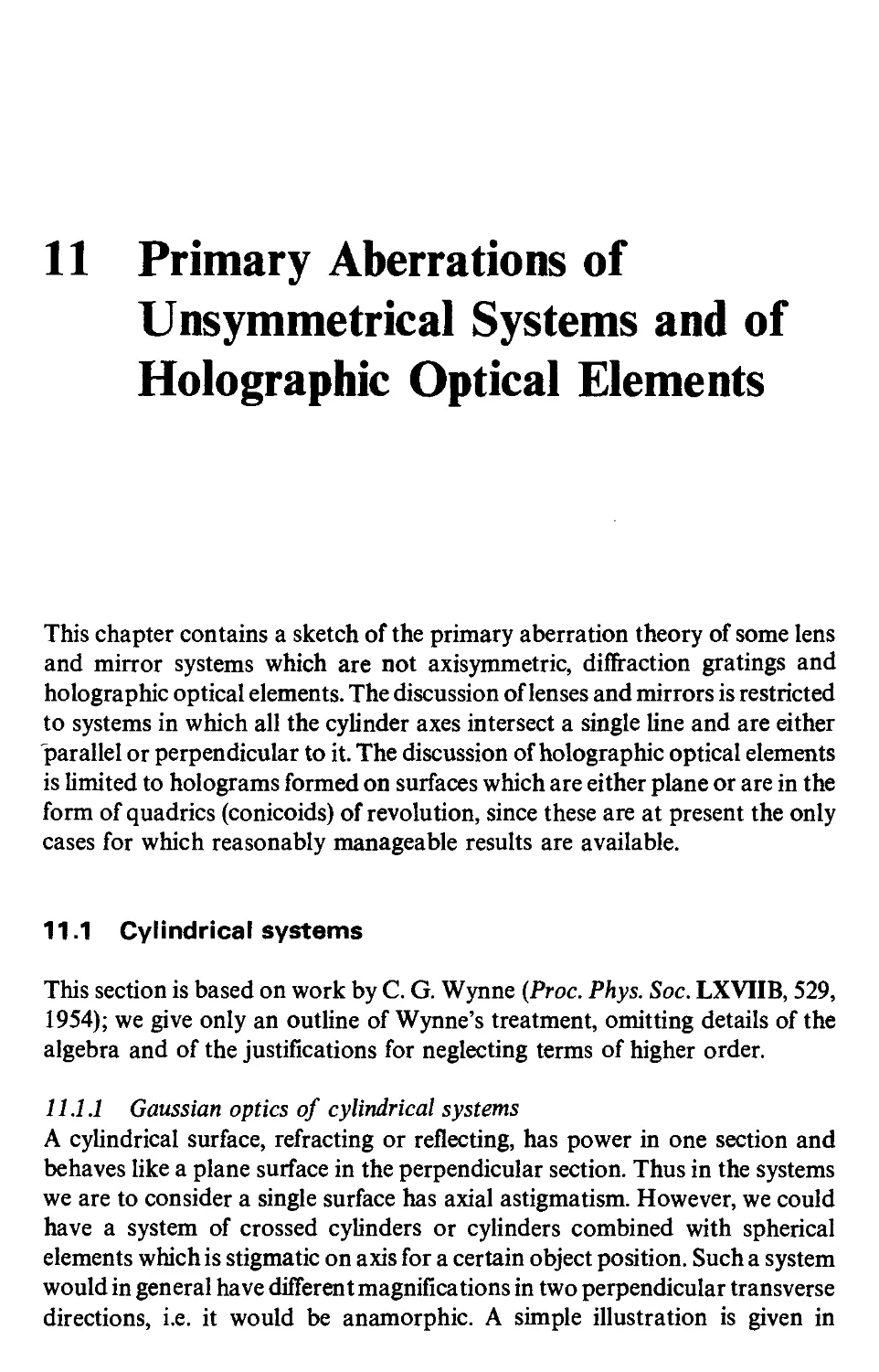 11 Primary aberrations of unsymmetrical systems and of holographic optical elements