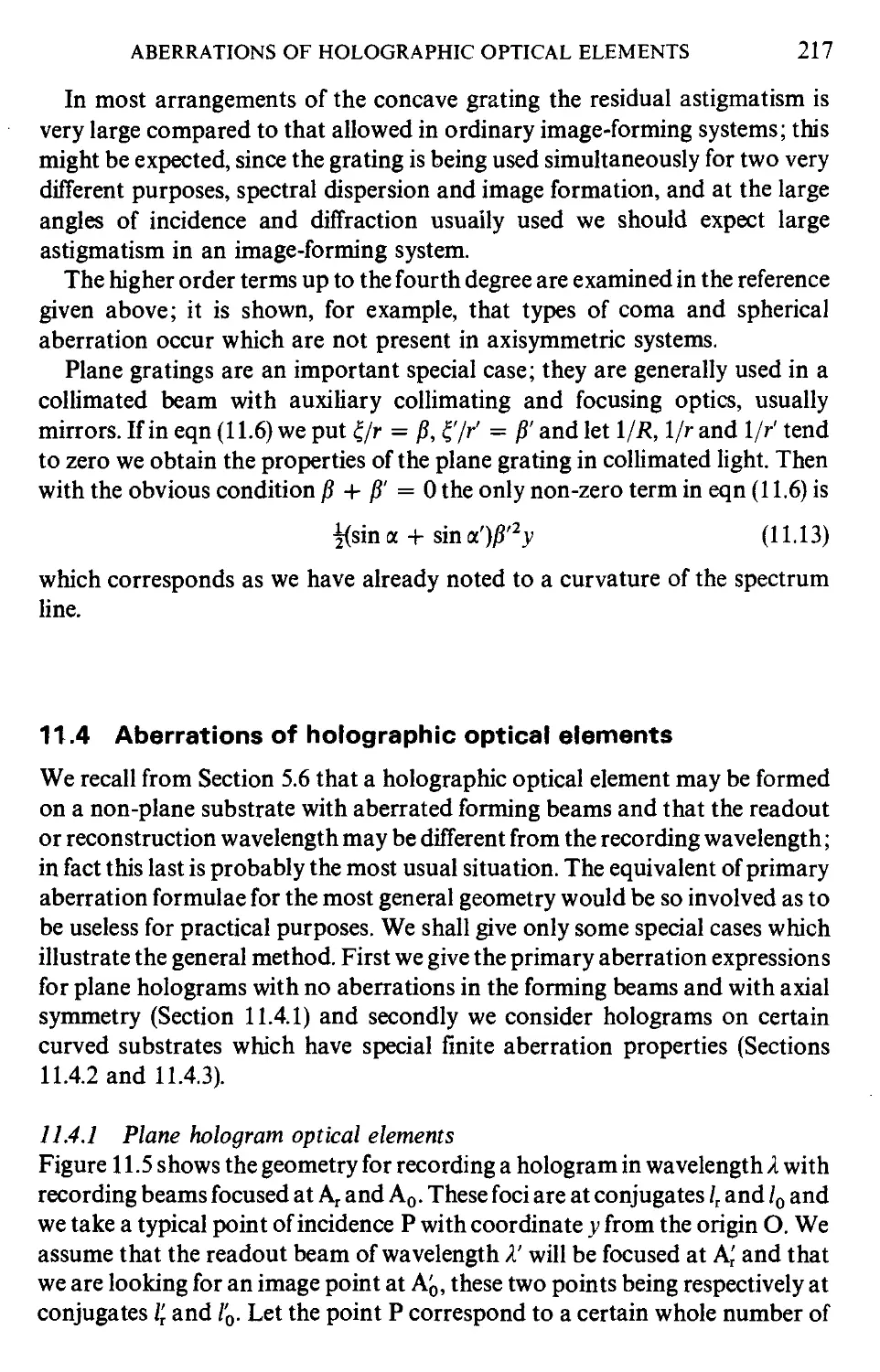 11.4 Aberrations of holographic optical elements