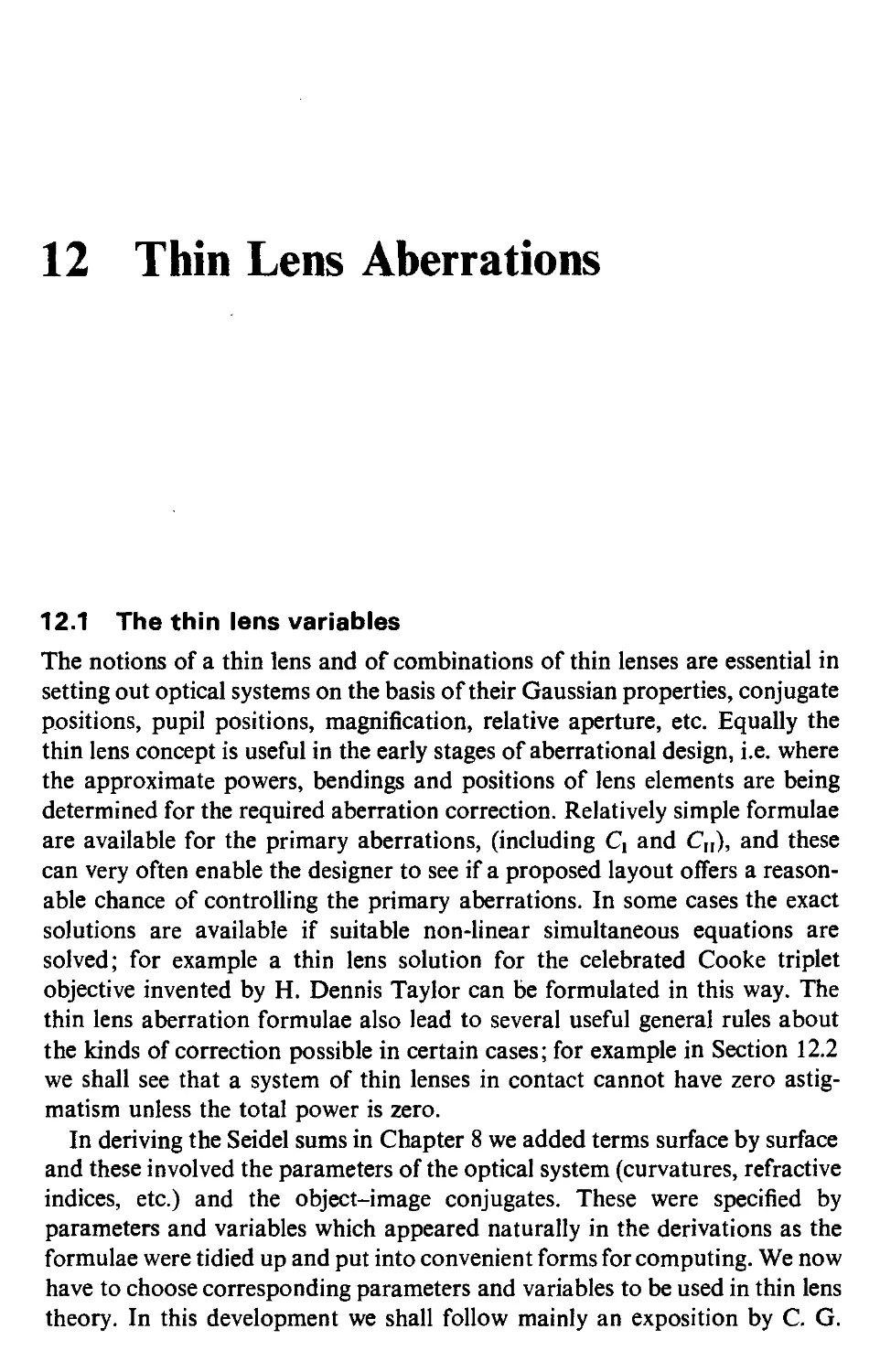 12 Thin lens aberrations