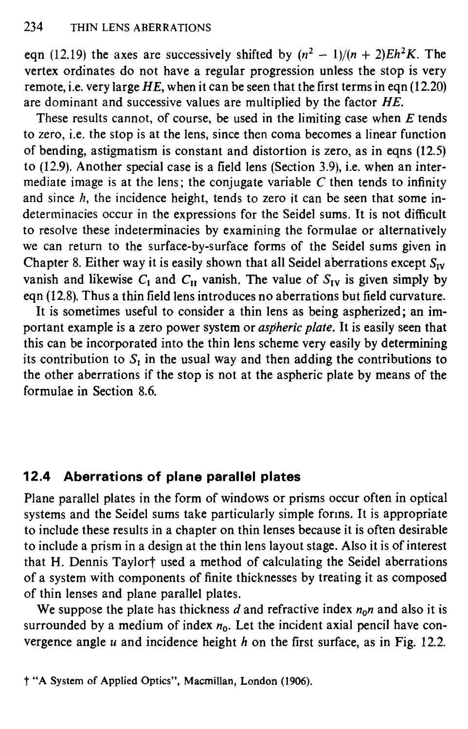 12.4 Aberrations of plane parallel plates