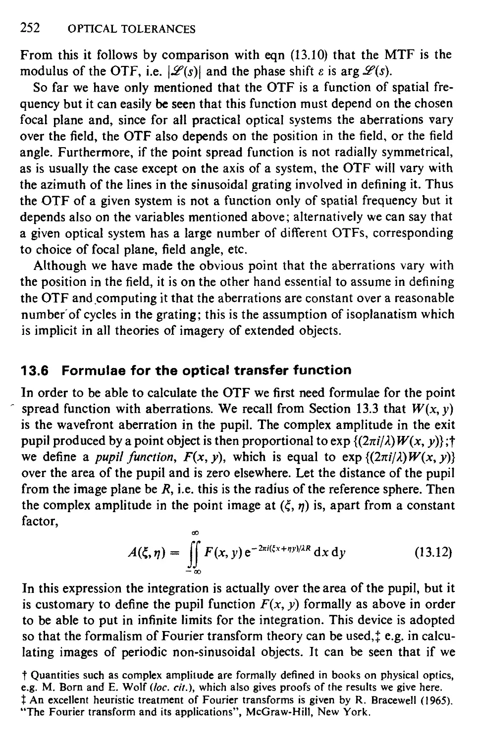 13.6 Formulae for the optical transfer function
