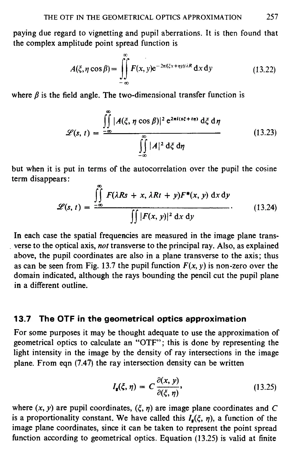 13.7 The OTF in the geometrical optics approximation