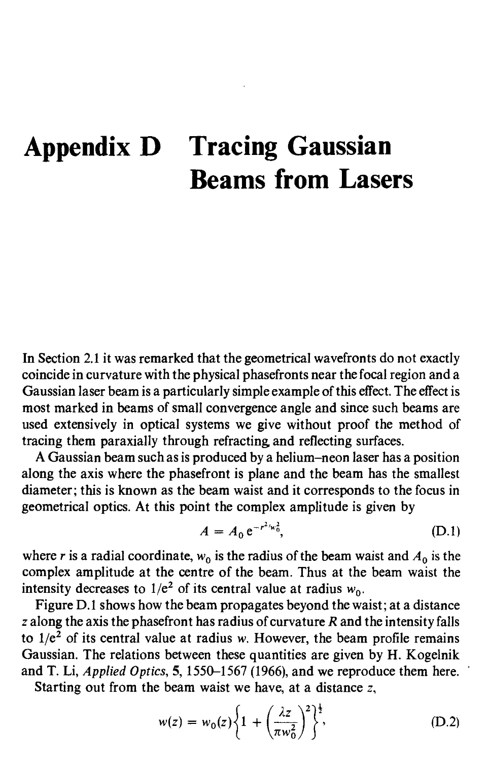 Appendix D. Tracing Gaussian beams from lasers