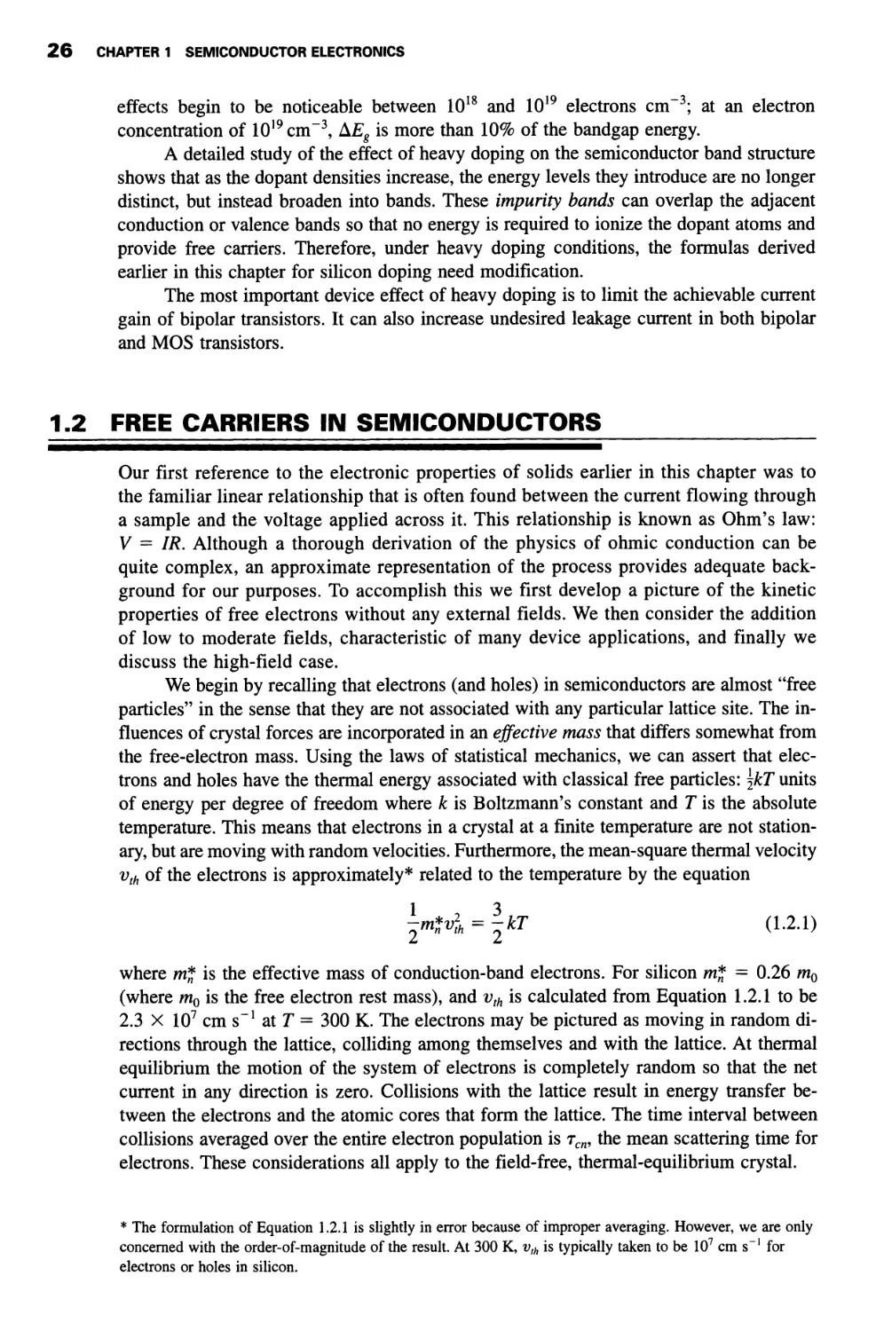 1.2 Free Carriers in Semiconductors