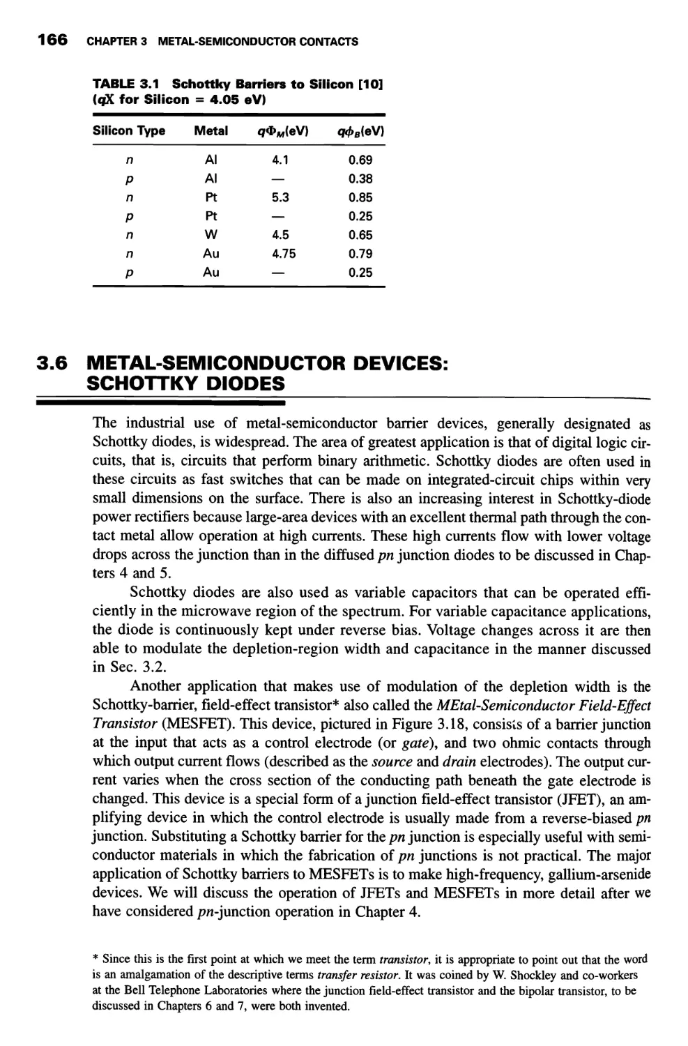 3.6 Metal-Semiconductor Devices: Schottky Diodes