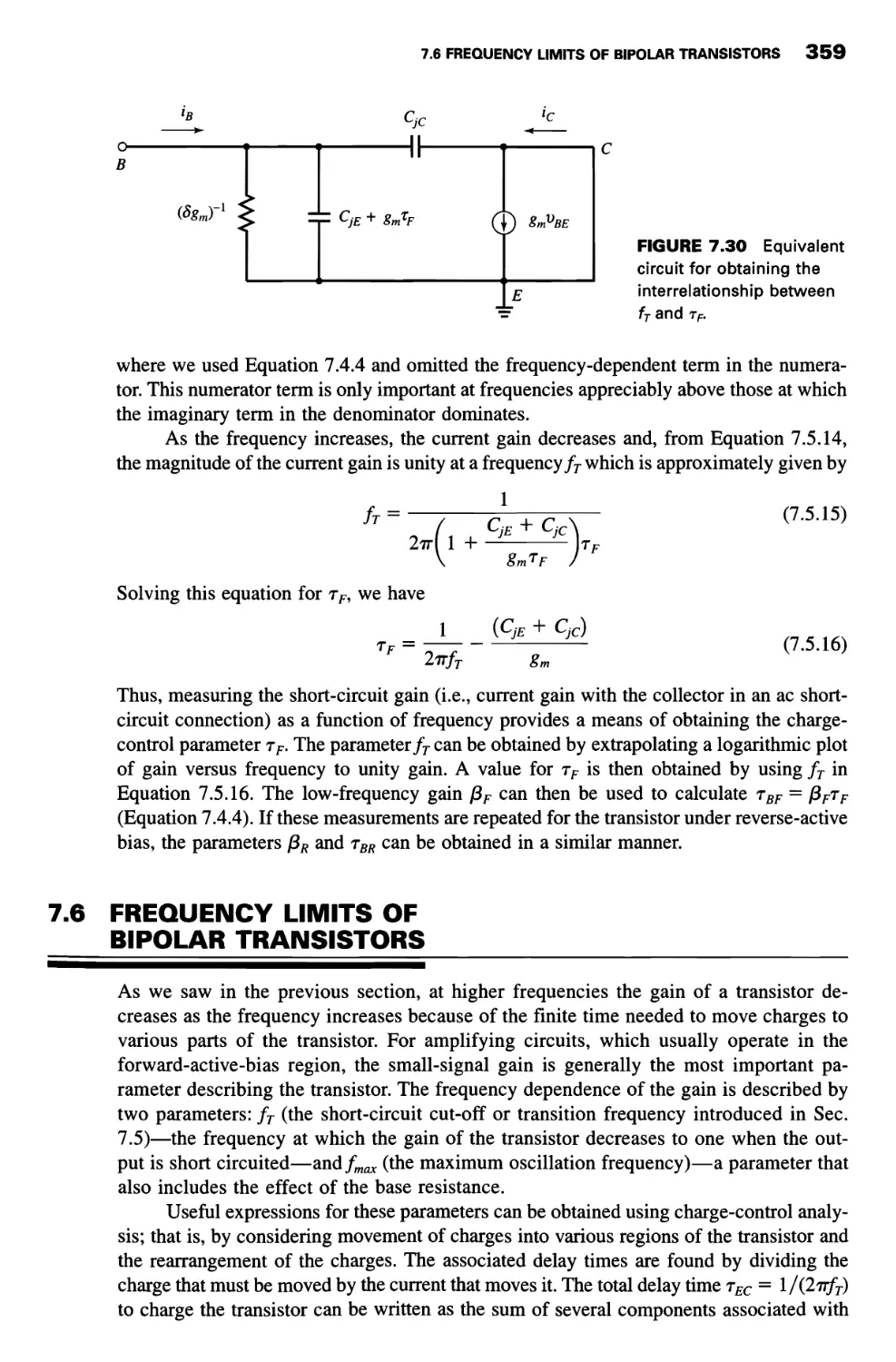 7.6 Frequency Limits of Bipolar Transistors