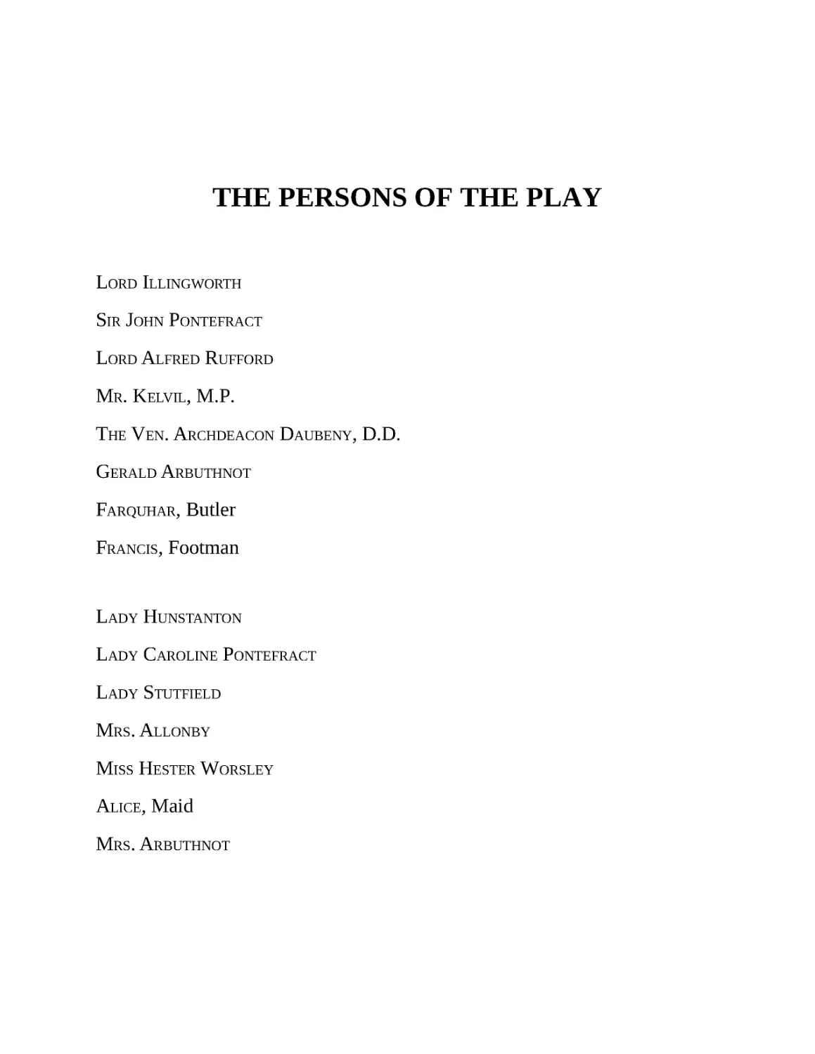 THE PERSONS OF THE PLAY