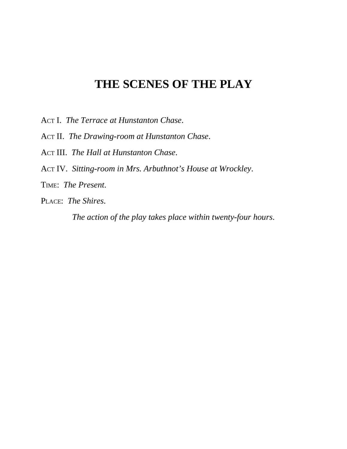 THE SCENES OF THE PLAY