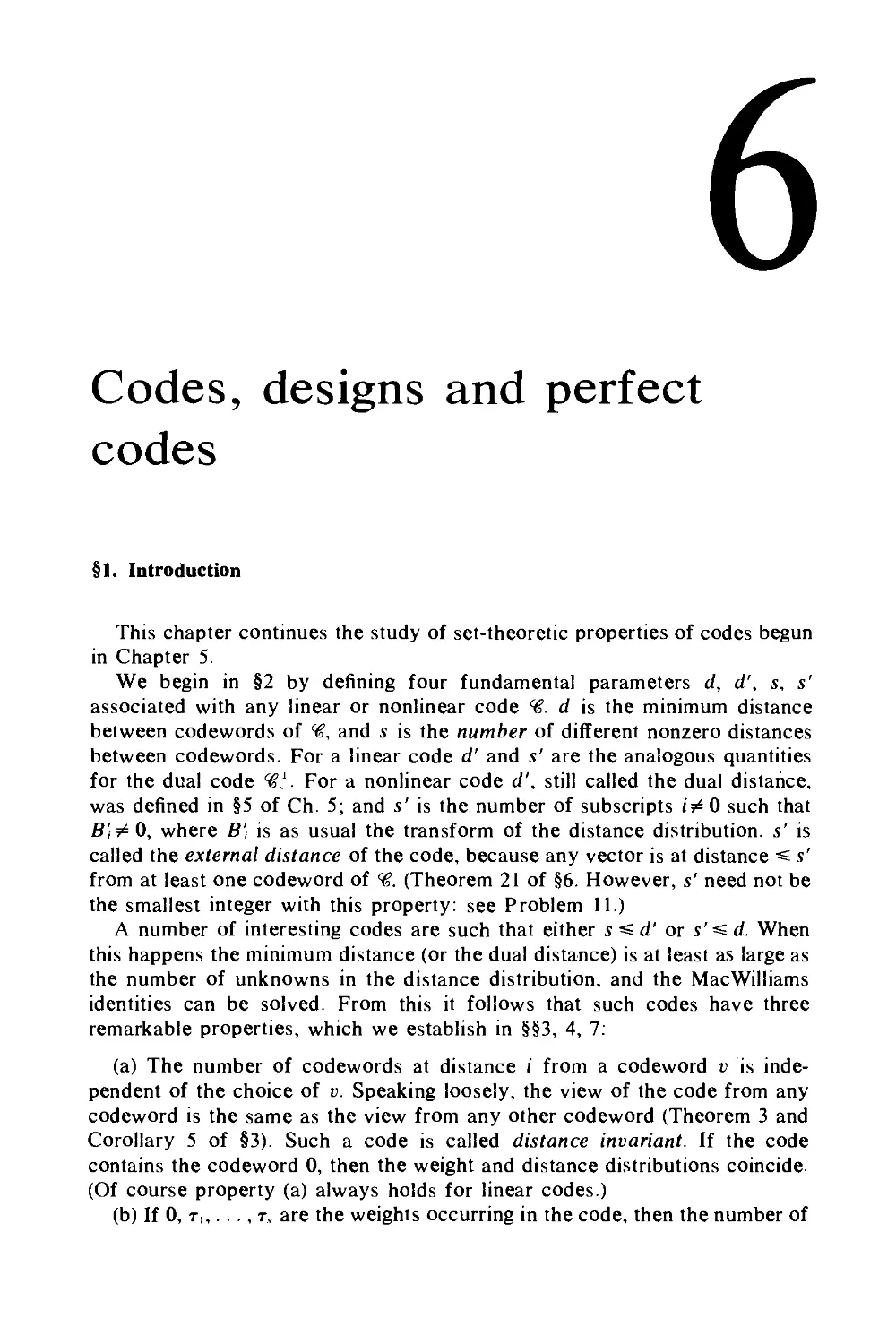 6. Codes, designs and perfectcodes
