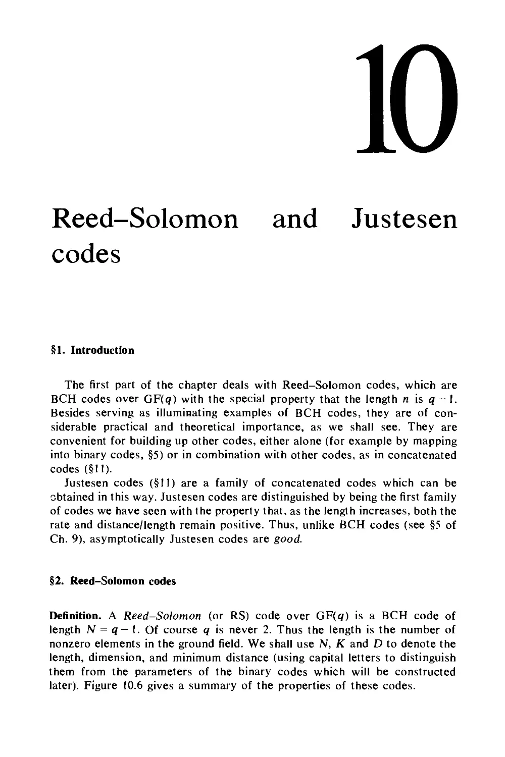 10. Reed-Solomon and Justesen codes