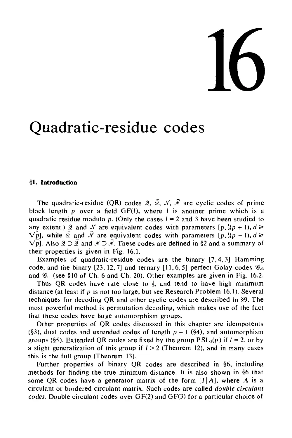 16. Quadratic-residue codes