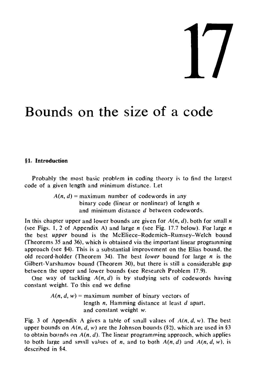 17. Bounds on the size of a code